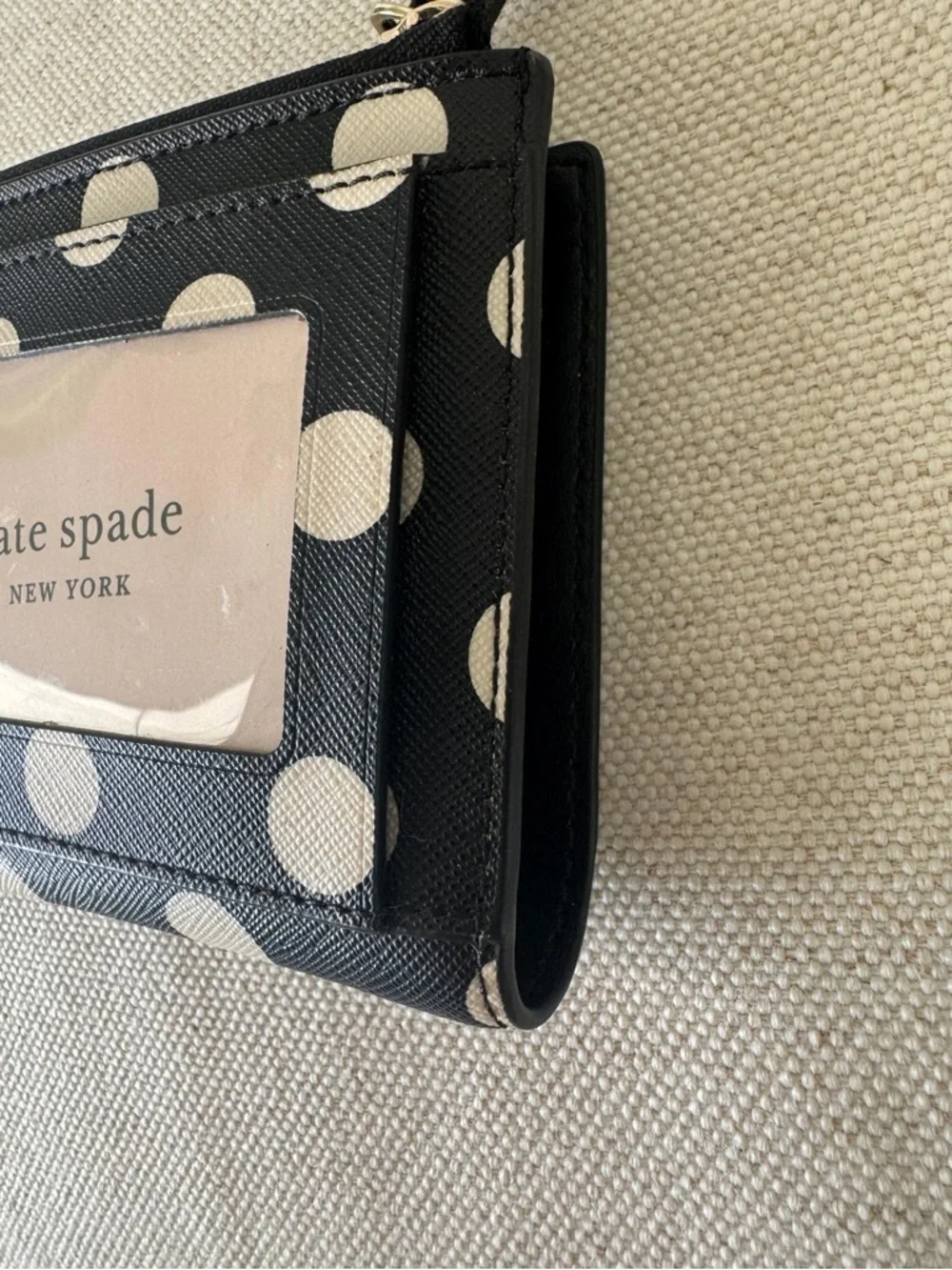 Kate Spade New York Cameron Pictur Blue White Polka Dot Small Zip Bifold Wallet